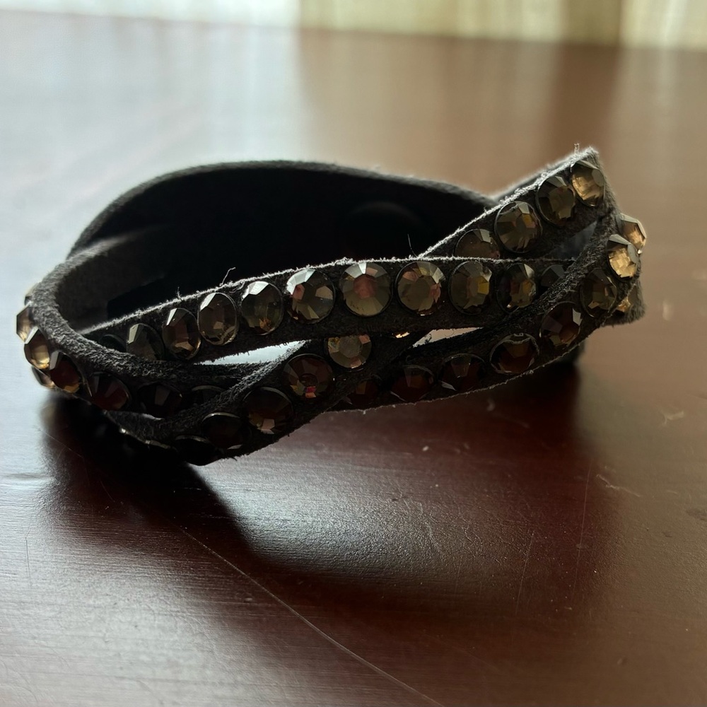 Dark Gray Crystal Wrap Bracelet